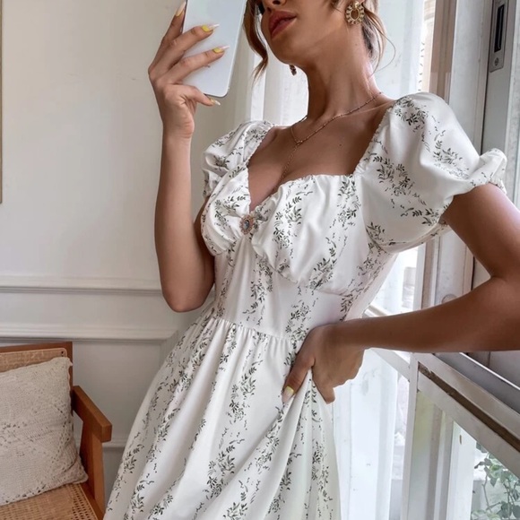 Boho sweetheart floral print ruffle midi dress - Picture 3 of 3